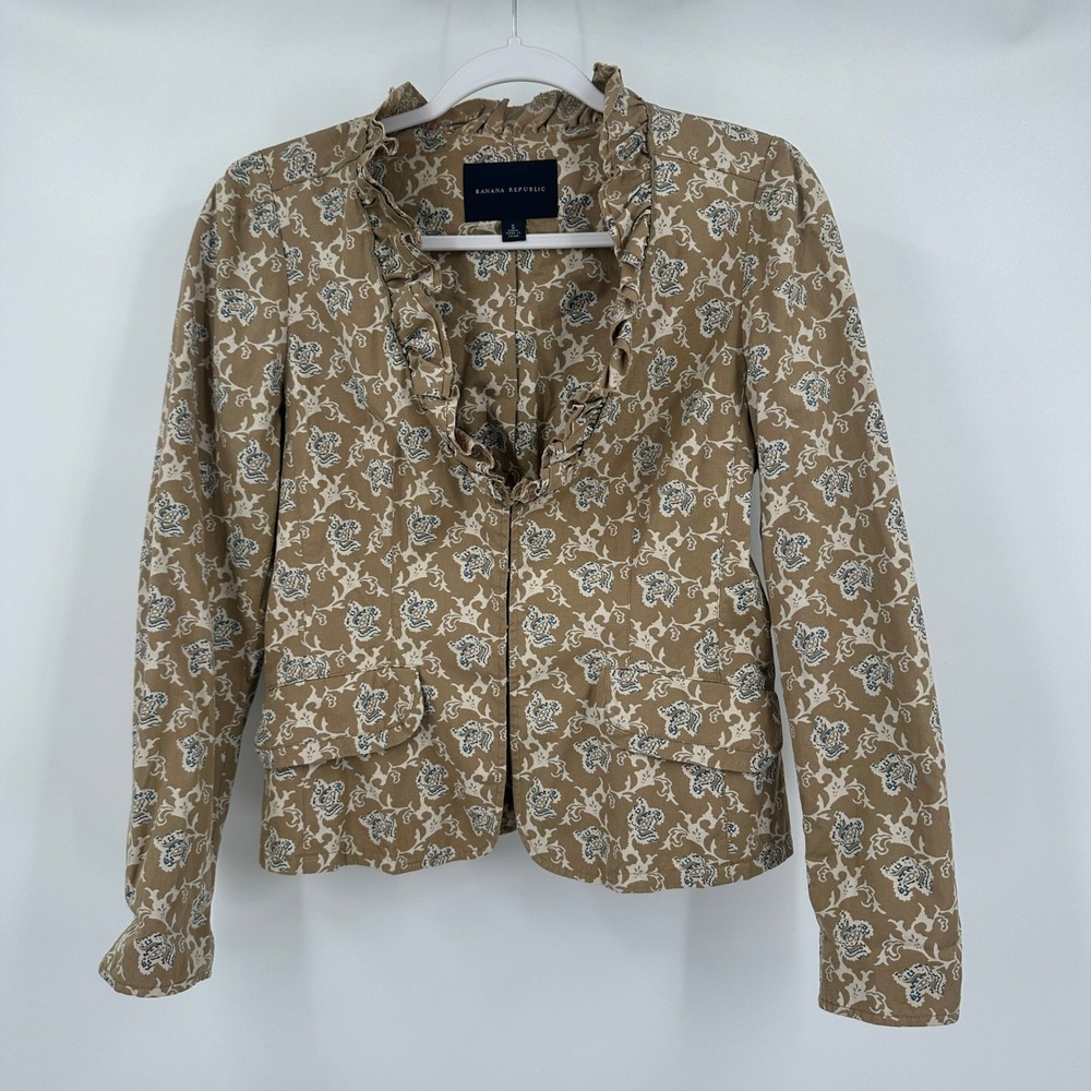 Banana Republic Womens Cottagecore‎ Shabby Chic Blazer Sz S Jacket Floral Ruffle